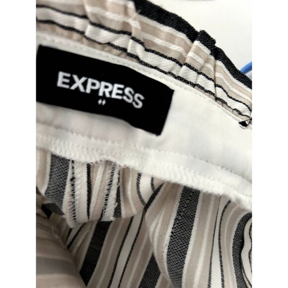 Express Ankle High Rise Beige Striped Classic Paperbag Trousers Womens Size 2 - Picture 6 of 7